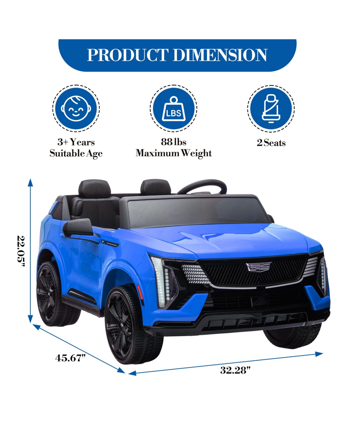 homfan 24V 2-Seater Licensed Luxury Suv Electric Ride-On Truck with Remote Control, Ages 3-8