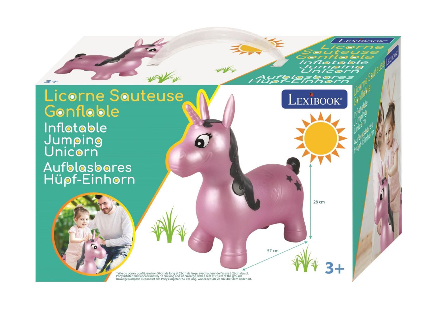 Детская игрушка Lexibook Inflatable Jumping Unicorn, Plastic, Develops Balance and Motor Skills, Ages 3+, цвет: Фиолетовый — фото 2