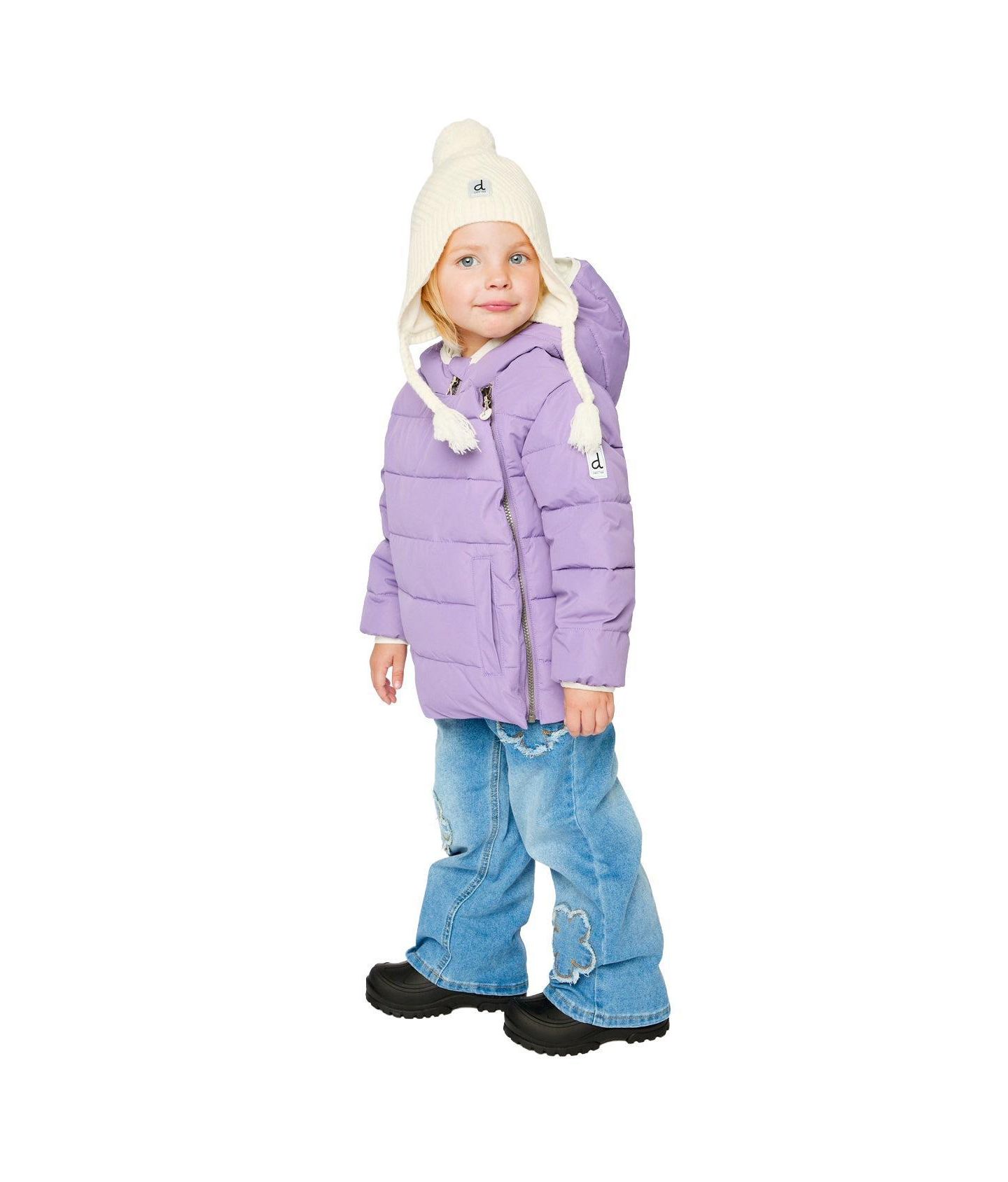 Куртка Deux par Deux Winter Jacket Adapted for Car Seats для девочек-малышей, цвет: Фиолетовый — фото 3