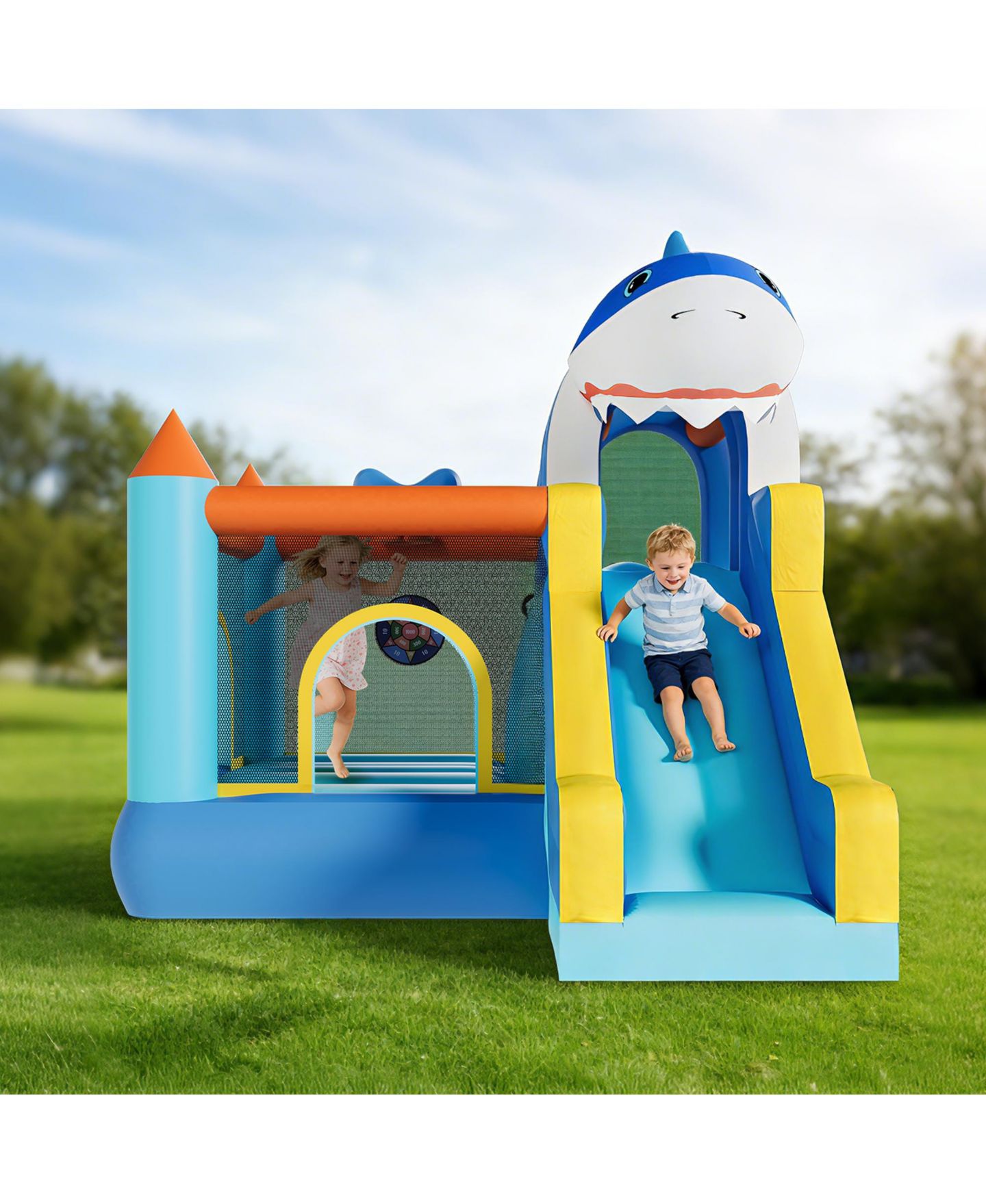 Детская игрушка homfan Inflatable Bounce House 109"L x 102"W x 98"H, Oxford Cloth with Slide & Air Blower, Accommodates 3 Children, Ages 3+ — фото 6
