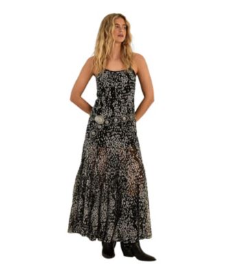 Women's Spot Godet Hem Strappy Maxi Dress
