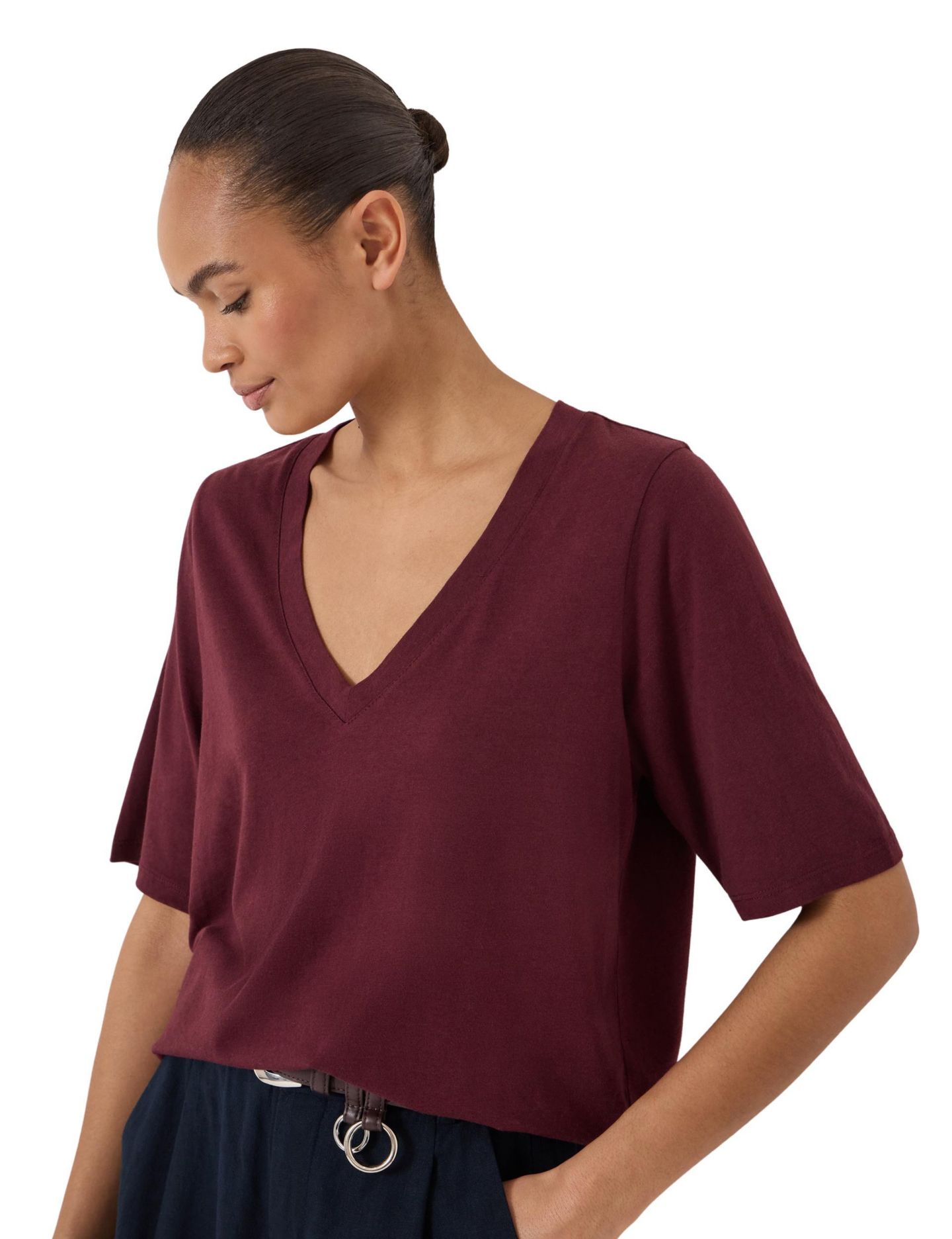 Женская футболка Hush Reece V-Neck Short-Sleeve Drapey, цвет: Розовый — фото 4