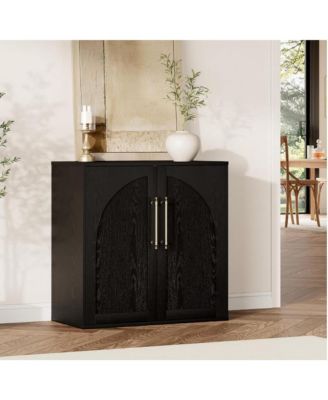 Modern Farmhouse Arched Sideboard Storage Credenza with 2 Adjustable Shelves and Anti-Tip Kit, Buffet Cabinet for Kitchen and Coffee Bar