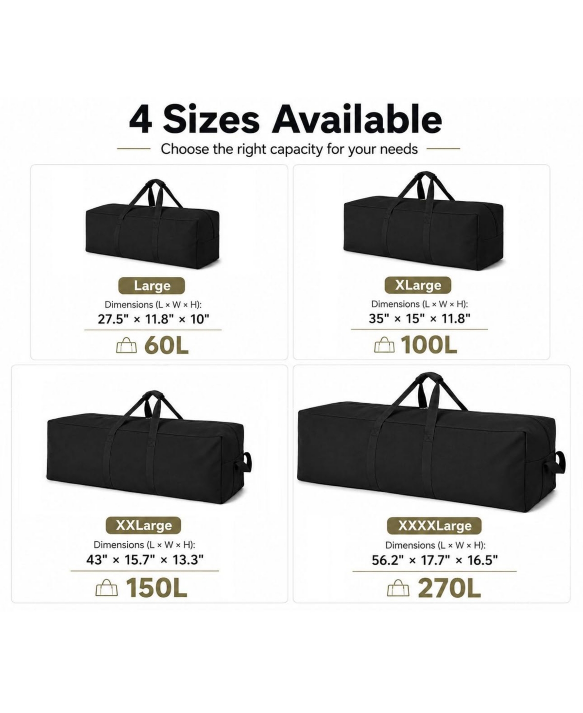 Piscifun Extra Large Canvas Travel Duffle Bag Heavy Duty Sports Camping Storage Bag