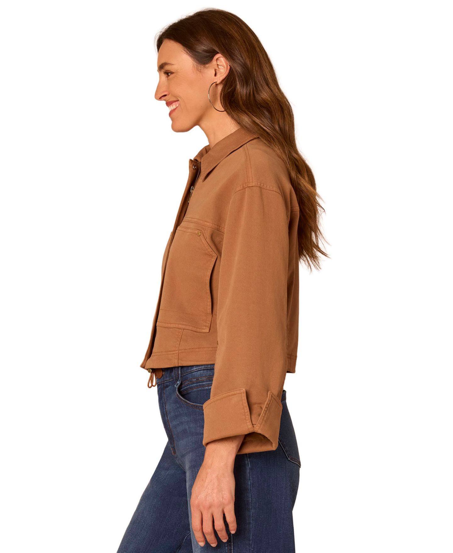 Женская куртка Democracy Petite Cropped Bomber Cotton-Blend, цвет: Орех — фото 2