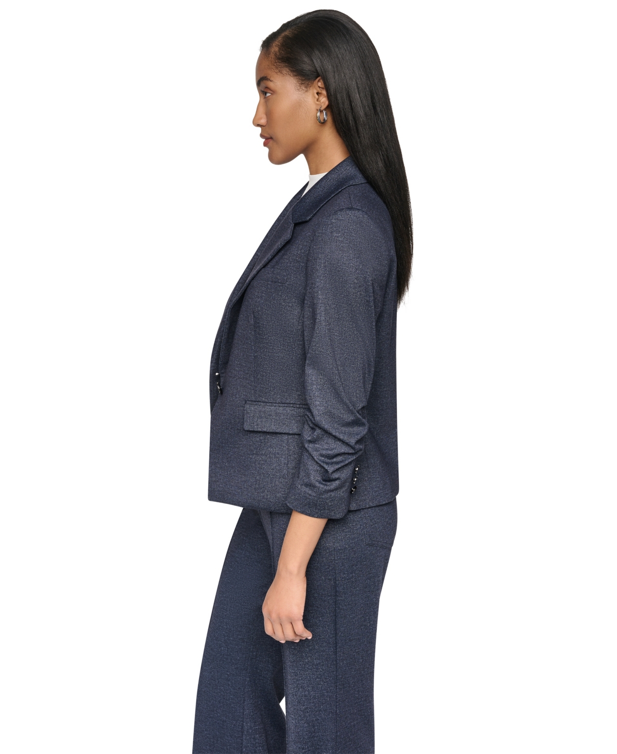 Dkny Women's Ponte One-Button Ruched-Sleeve Jacket