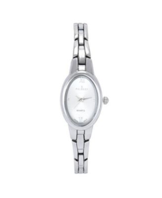 Women's Silver 30x25mm Oval Dial Link Bracelet Watch
