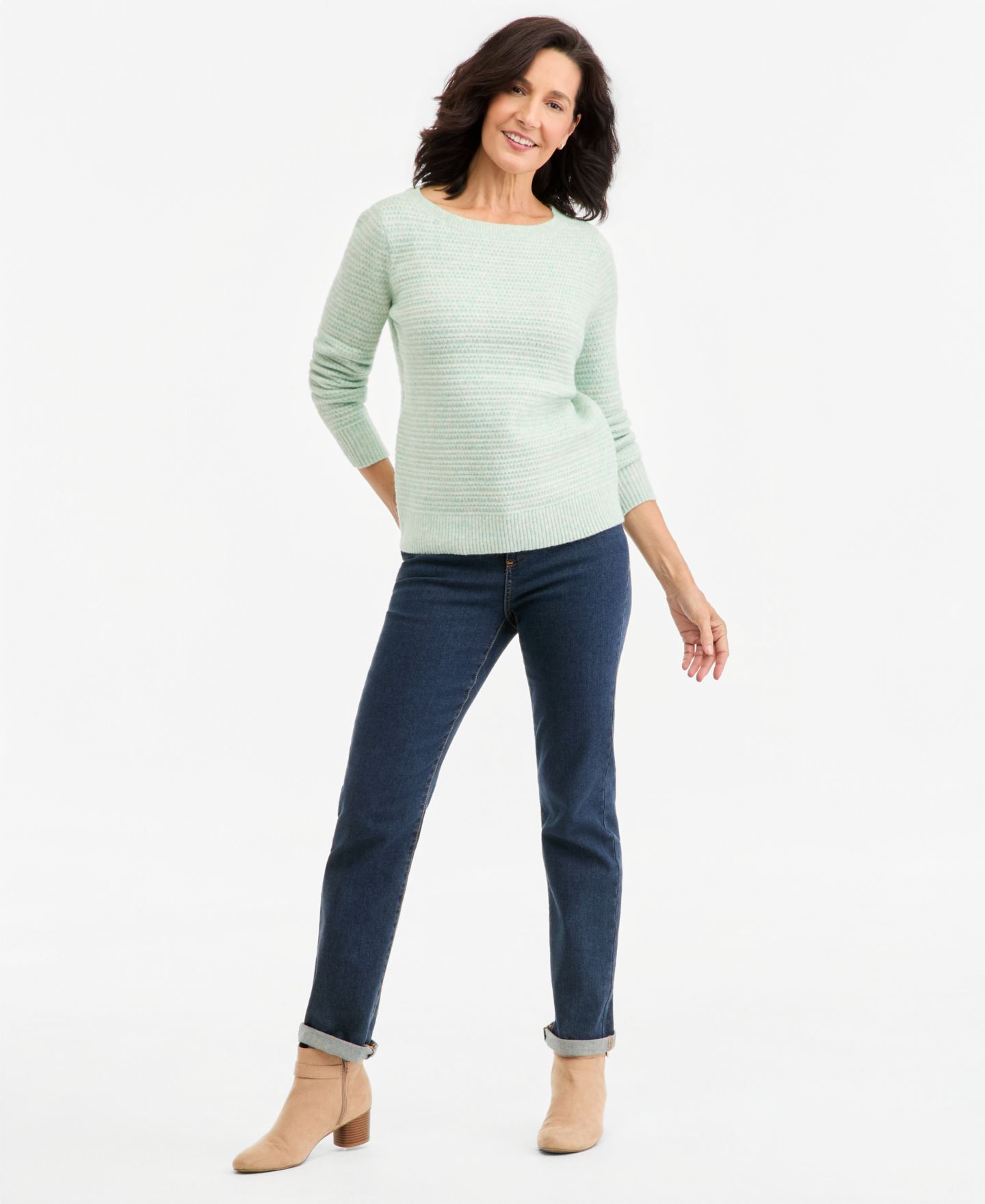 Женский свитер Style & Co Textured Spacedye Boatneck, цвет: Оливковый — фото 2