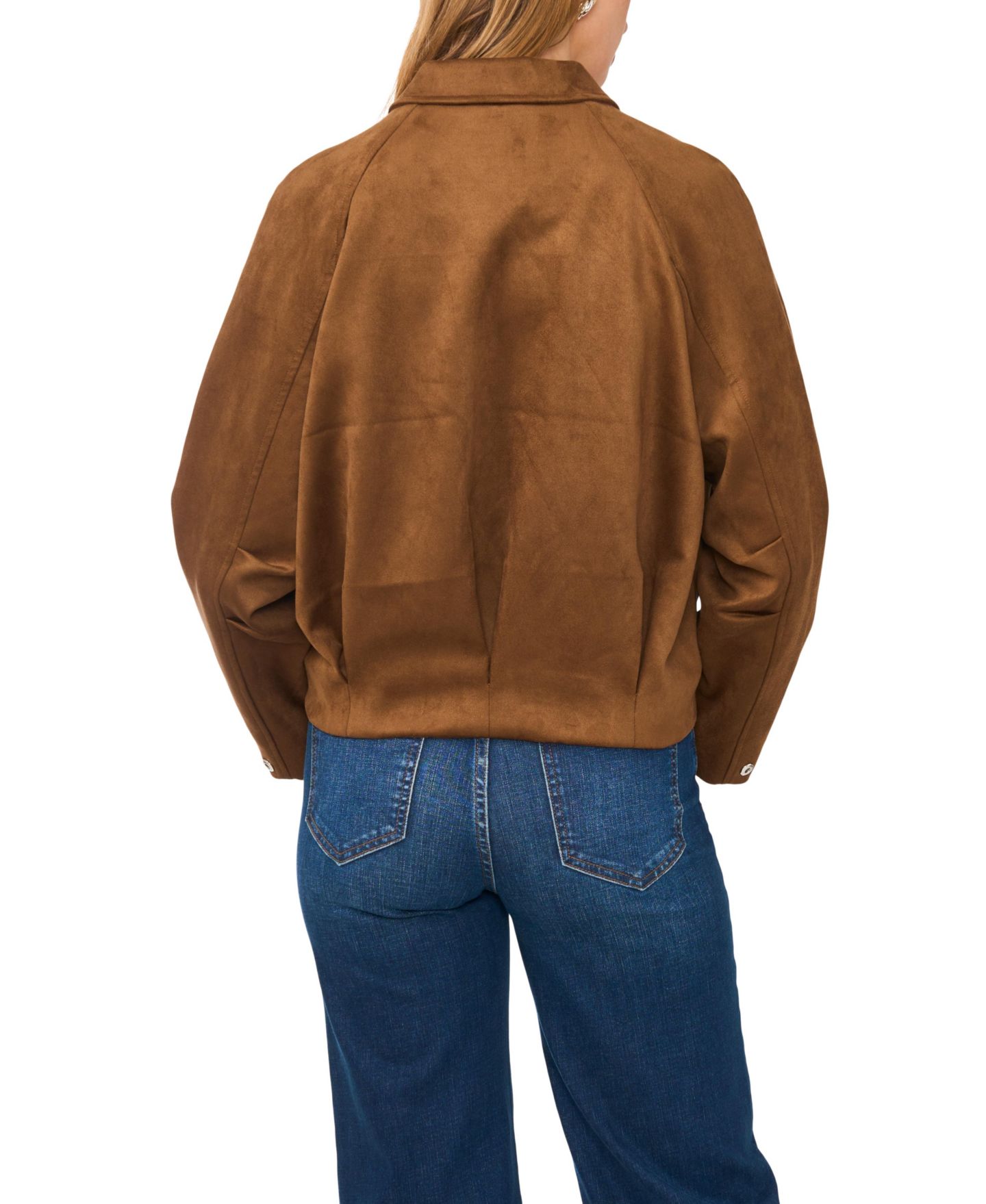 Женская куртка Vince Camuto Raglan-Sleeve Faux-Suede Bomber, цвет: Toasted — фото 4