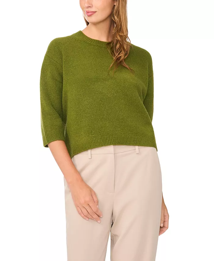 Women's 3/4-Sleeve Crewneck Pullover Sweater