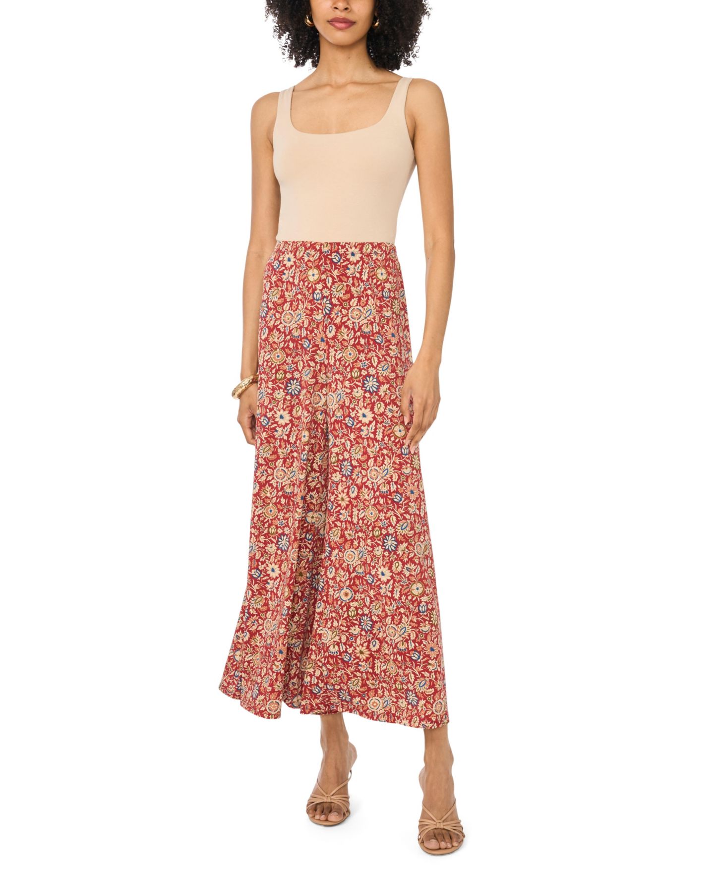 Женские брюки Vince Camuto Wide-Leg Pull-On Floral-Print, цвет: Красный — фото 2
