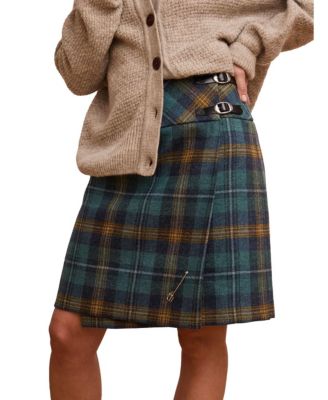 Women's The British Celt Kilt Plaid A-Line Wool Skirt