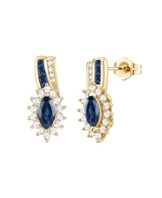 Ruby (3/4 ct. t.w.) & Diamond (3/8 ct. t.w.) Earring in 14k Yellow Gold (Also available in Sapphire and Emerald)