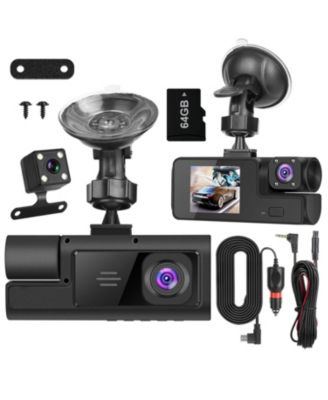 WiFi FHD 1080P Car Dash Cam 3 Channels Front Rear Inside Dash Camera with Loop Recording Reversing Visual 170degree(s)