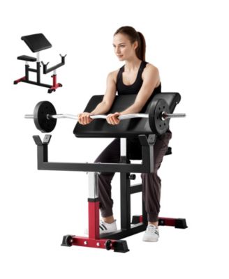 Preacher Curl Bench Adjustable Home Gym Biceps Machine Barbell Equipment