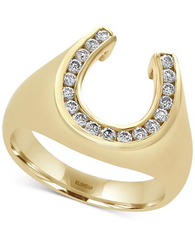 D'ORO by EFFY® Men's Diamond Horseshoe Ring (3/8 ct. t.w.) in 14k Gold ...