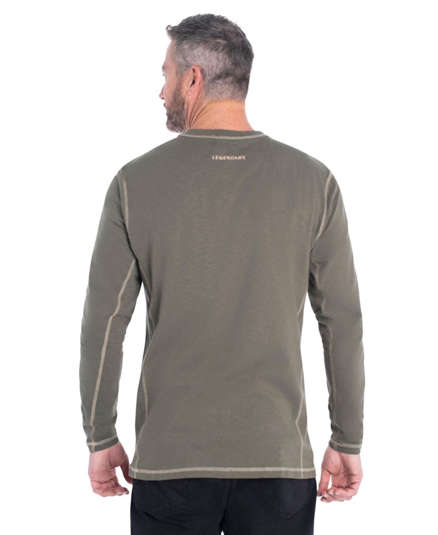 Мужская рубашка Legendary Whitetails Maverick Slub Henley Long Sleeve, цвет: Армейский зелёный — фото 2