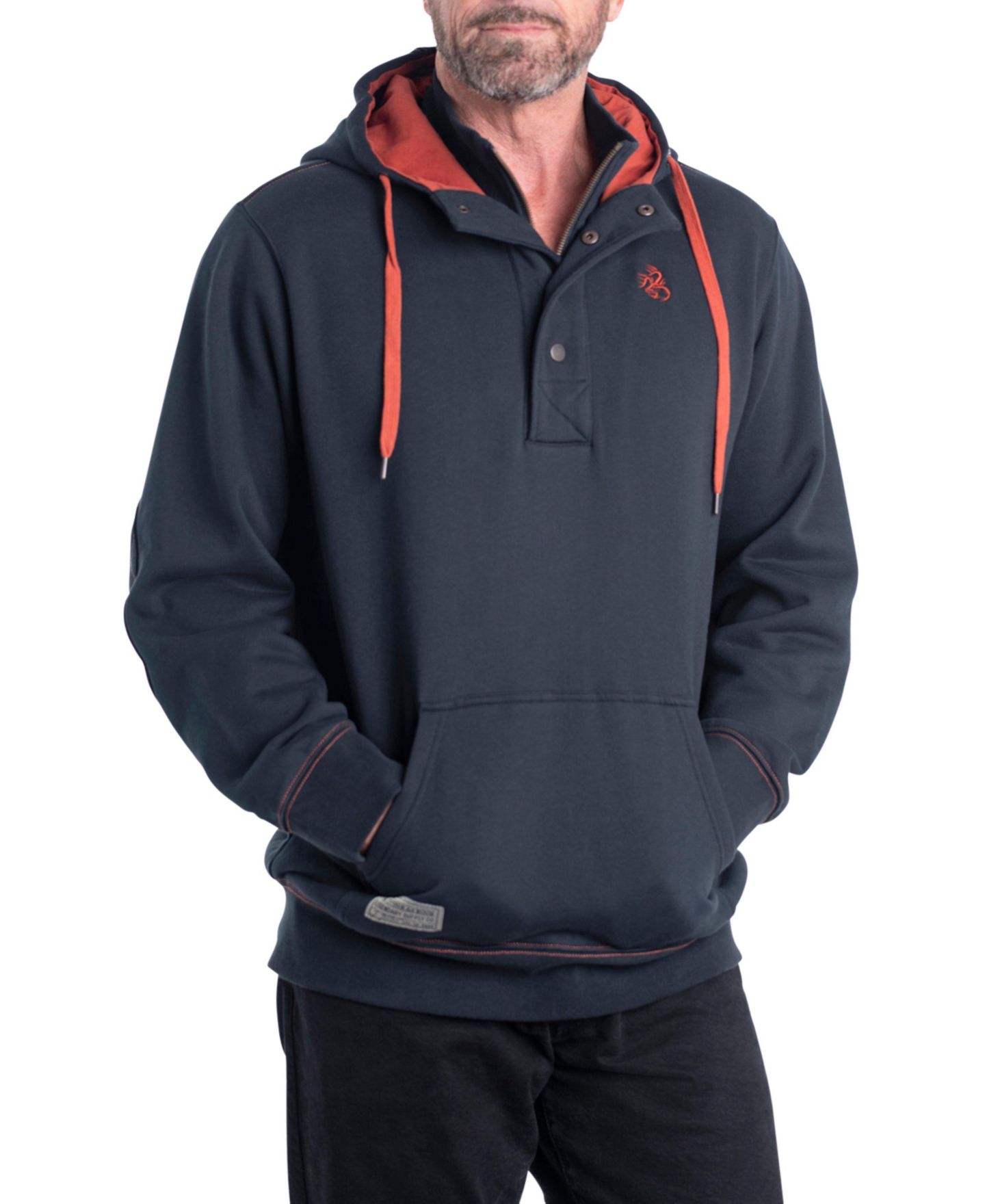 Мужское худи Legendary Whitetails Quarter Zip Heavyweight Hooded Long Sleeve, цвет: Чёрный — фото 3