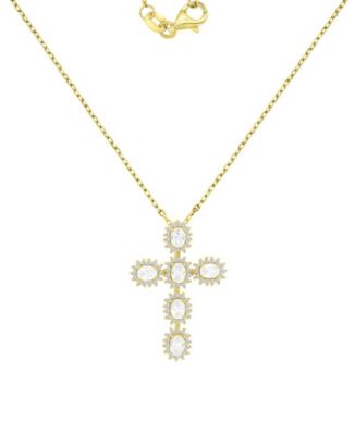 14k Gold-Plated Classic Crystal Cross Necklace