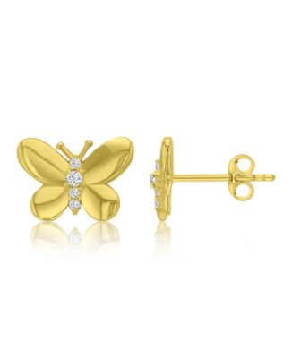 14k Gold-Plated Texture Butterfly Earrings