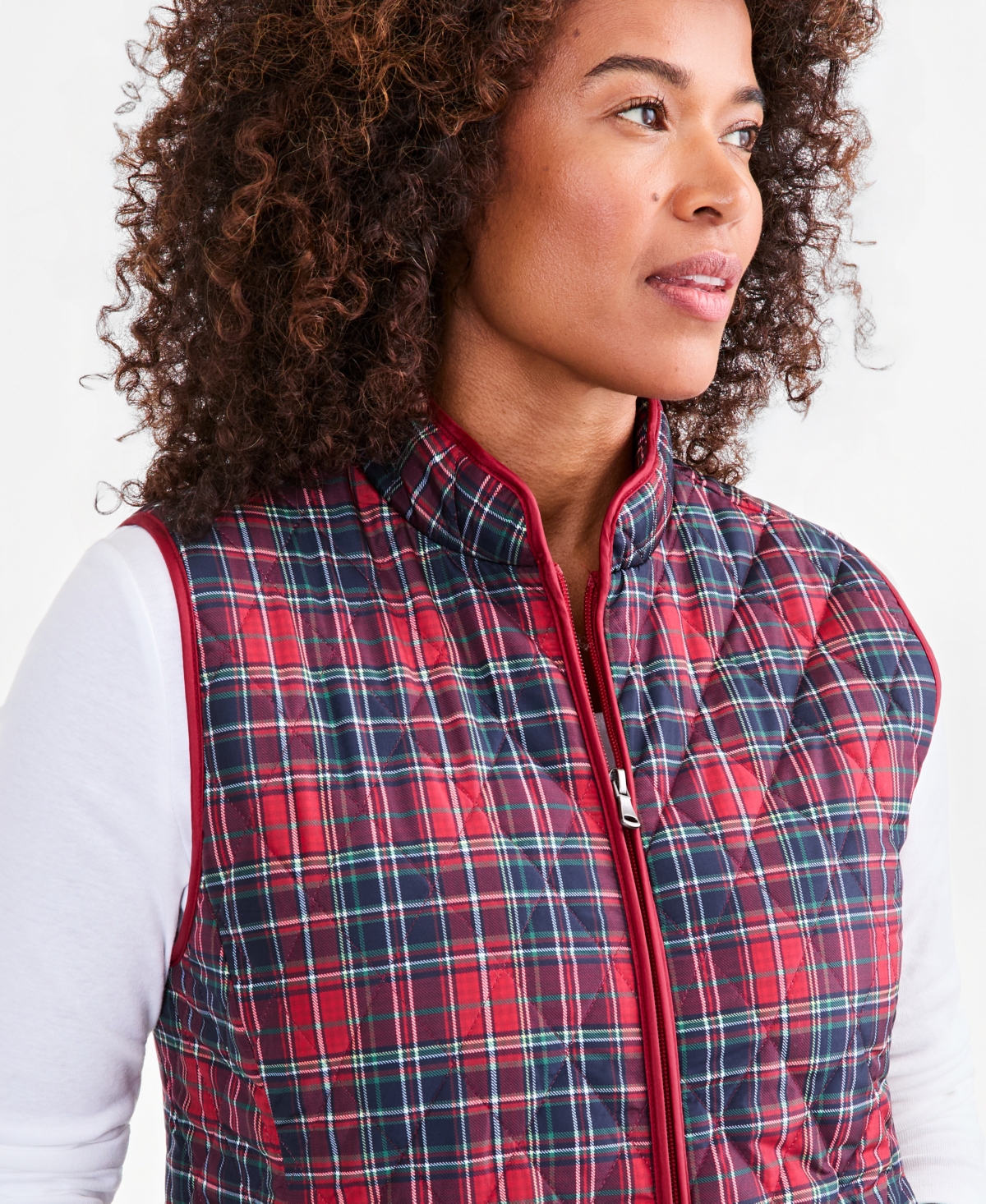 Style & Co Women's Quilted Plaid Puffer Vest, Macy's Exclusive