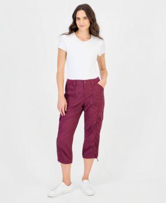 Petite Mid-Rise Cargo Capri Pants