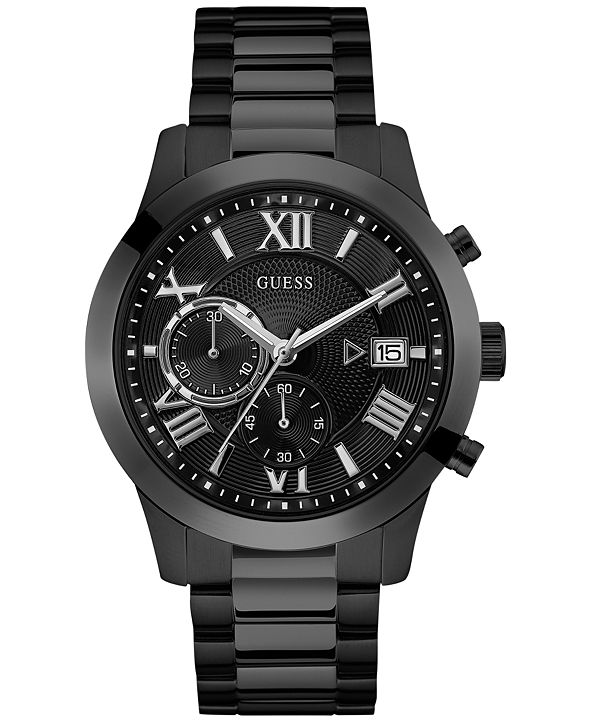 GUESS Men's Chronograph Black Stainless Steel Bracelet Watch 45mm ...