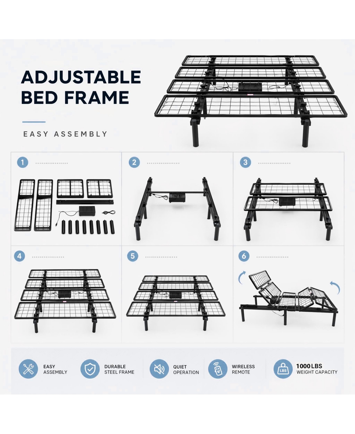 homfan Foldable Metal Platform Bed Frame