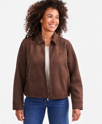 Women's Faux-Suede Bomber Jacket