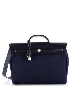 Pre-Owned Hermes 39 Herbag Zip Leather and Toile