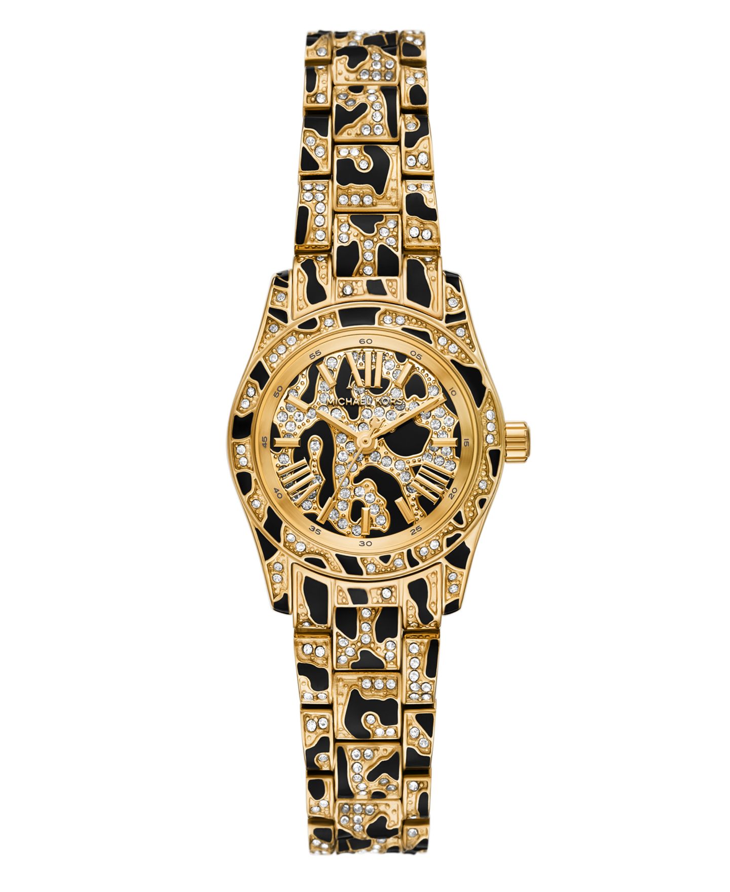 Женские часы Michael Kors MICHAEL Lexington Three-Hand Animal Print Stainless Steel Watch 26mm — фото 1