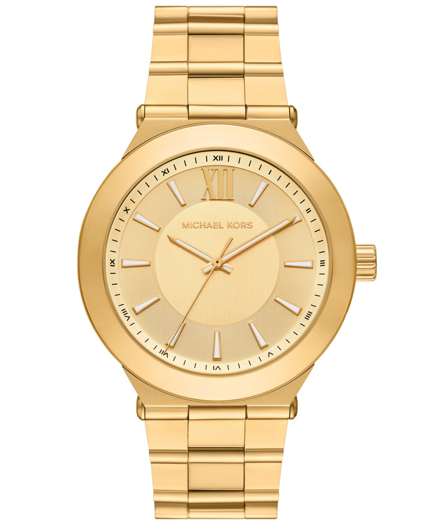 Мужские часы Michael Kors Billie, три стрелки, золотистая нержавеющая сталь, 44 мм — фото 1