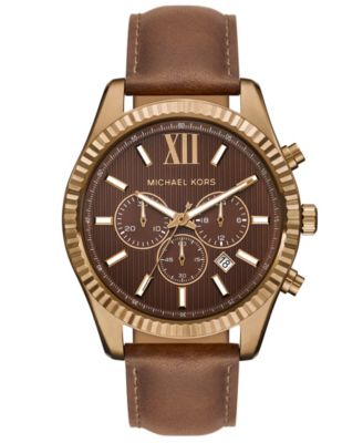 MICHAEL Men's Lexington Chronograph Brown Leather Watch 44mm