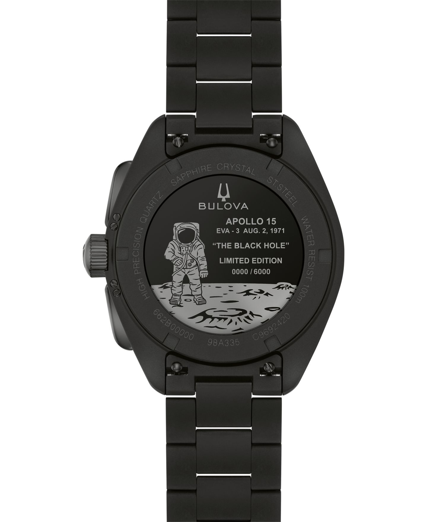 Мужские часы Bulova Limited Edition Lunar Pilot "Black Hole" Black Stainless Steel Bracelet Watch 41.2mm — фото 3