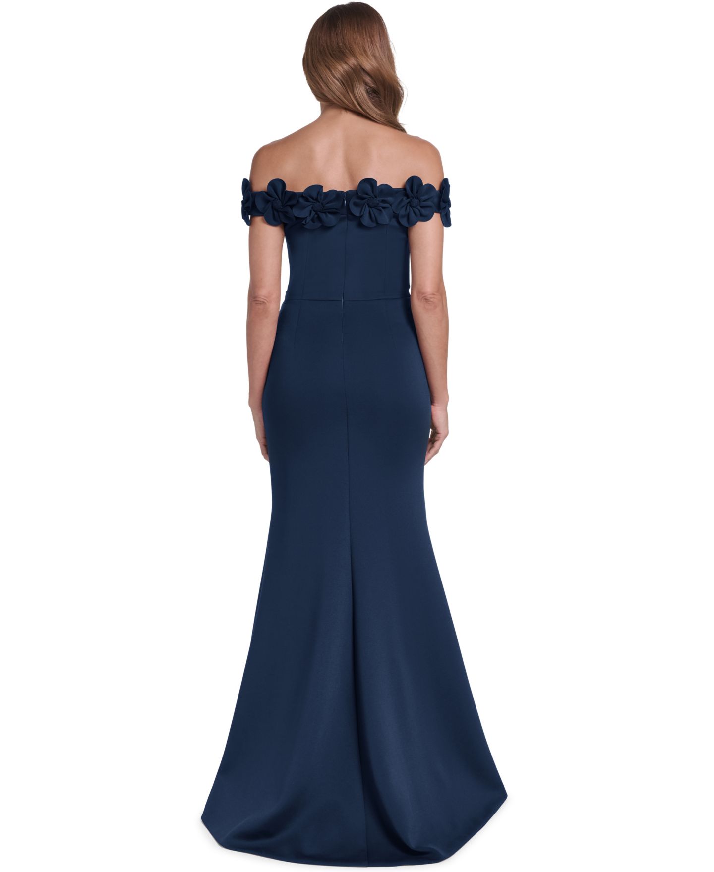 Женские платья Eliza J Off-the-Shoulder 3D Floral Wedding Guest Gown, цвет: Тёмно-синий — фото 3