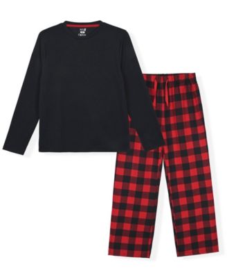 Boys' 6-18 long-Sleeve Top and Buffalo Check Woven Pants Pajama, 2-Piece Set