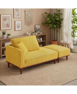 Upholstered Chaise Lounge and Stool for Living Room Bedroom