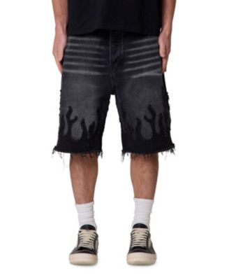 Men's Baggy Flame Denim Shorts