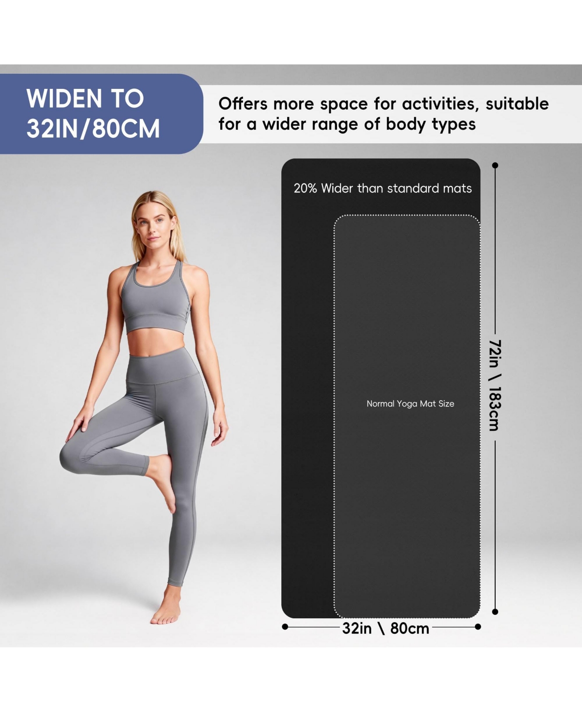 Aofar Tpe Yoga Mat Non-Slip Pilates Workout Gym 72" X 32"