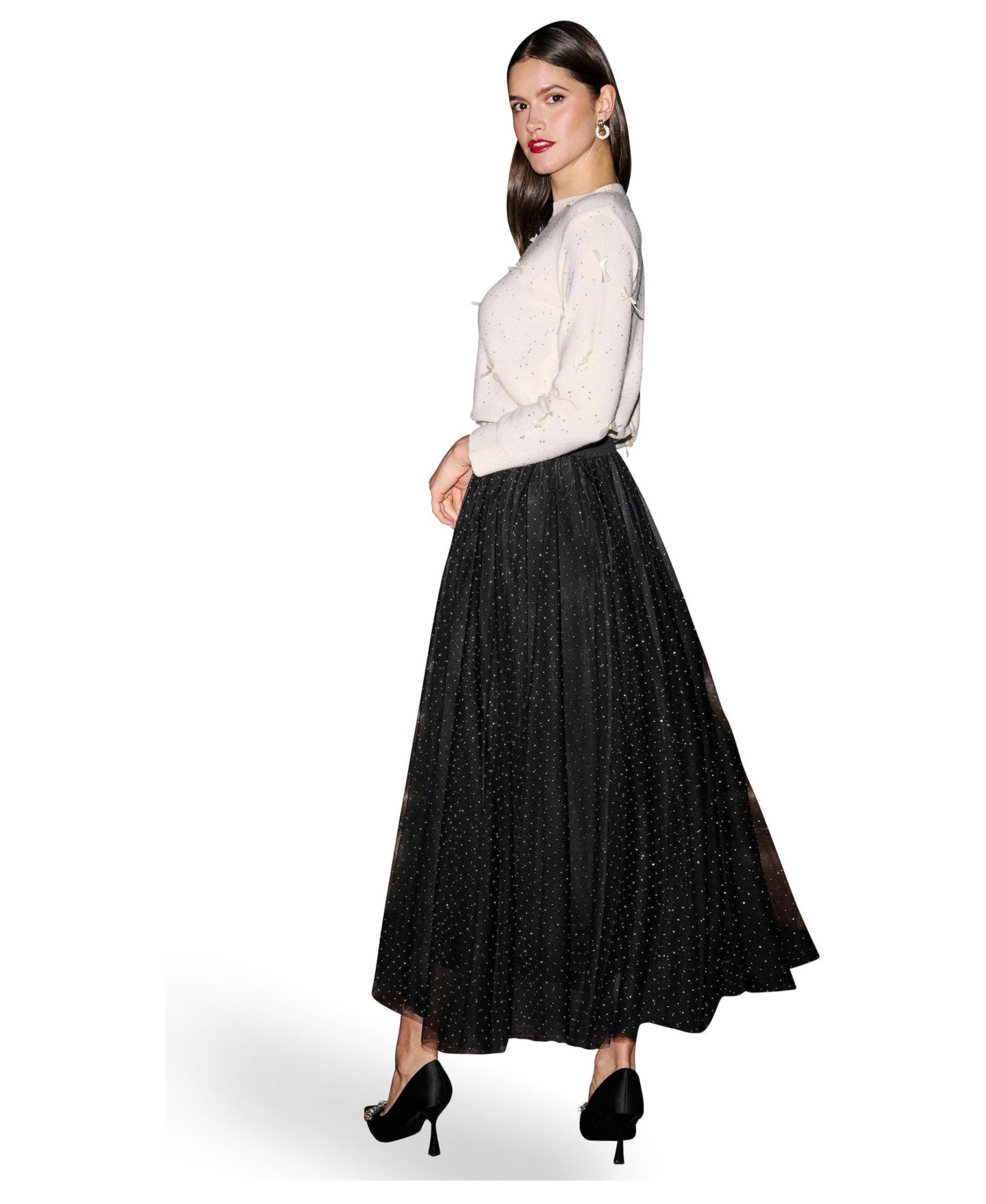 Женская юбка Yumi Diamonte Tulle Maxi, цвет: Чёрный — фото 2