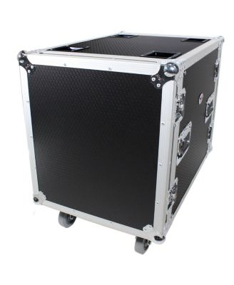 T-12RSS24 12U ATA Deluxe Flight Road Case with 4" Casters for Amplifier Rack Mount Module, 24" Rail Depth