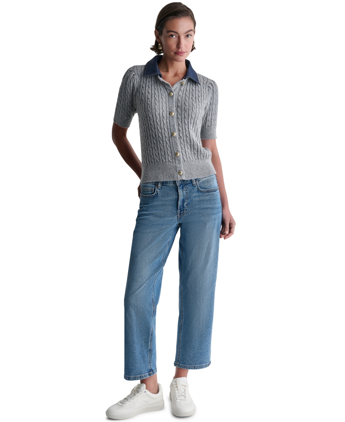 Bcbg Women's Short-Sleeve Cable-Knit Cardigan