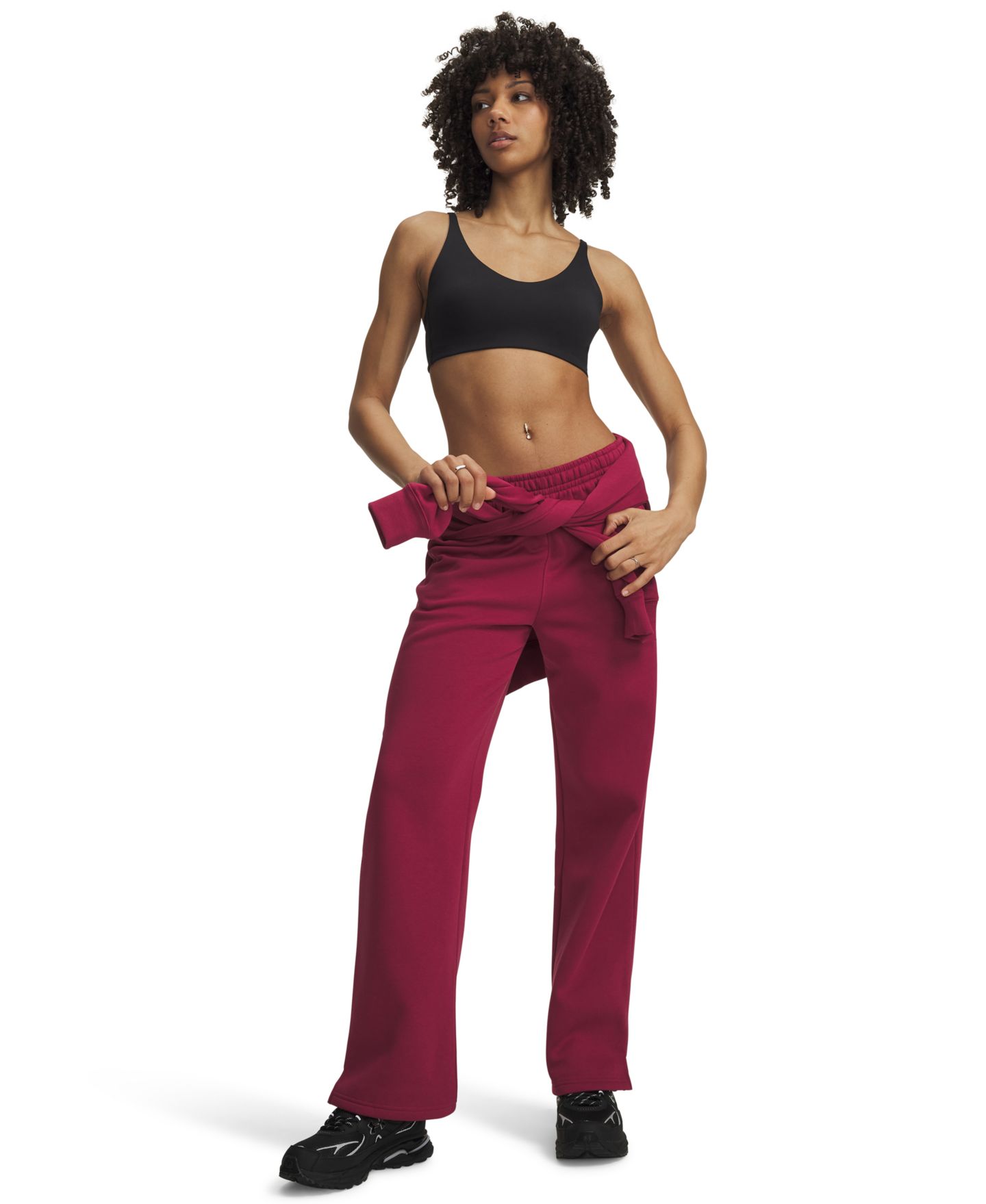 Женские брюки Under Armour Rival Fleece Straight Leg, цвет: Claret / Белый — фото 2