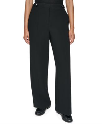Women's High-Rise Wide-Leg Textured Crepe Pants