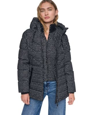 Women's Bibbed Knit Collar Puffer Coat