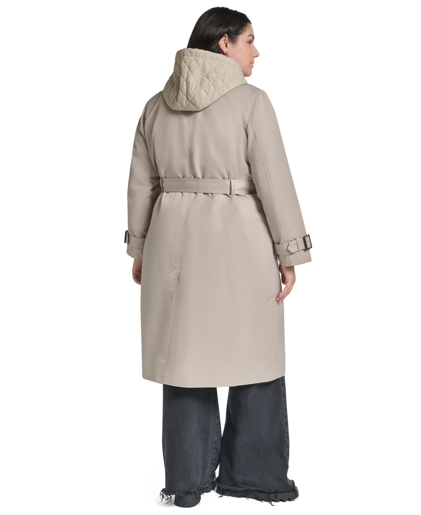 Женское пальто DKNY Plus Size Hooded Double-Breasted Belted, цвет: Берёзовый — фото 5