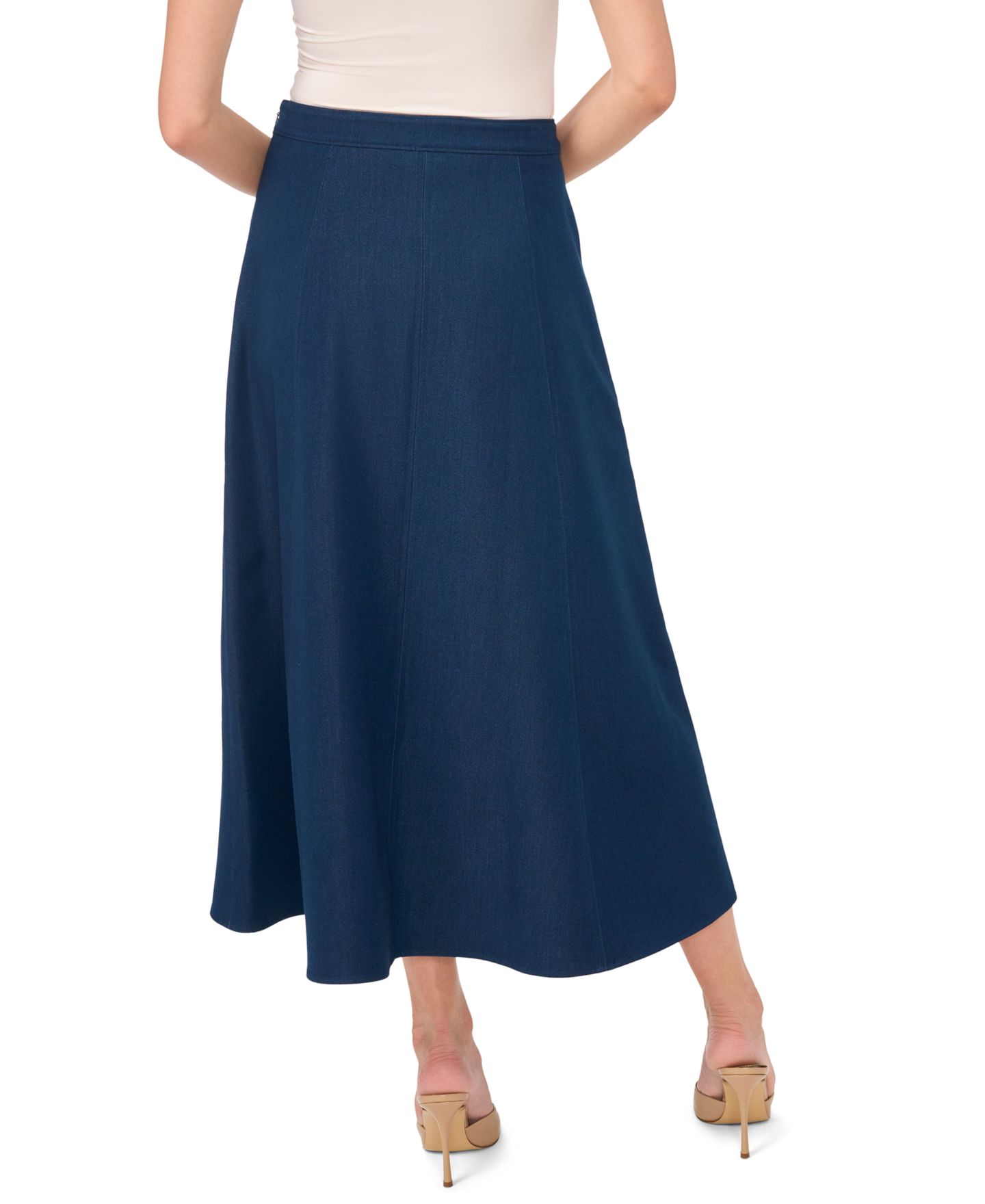 Женская юбка Vince Camuto High-Waisted A-Line Midi Denim Skirt, цвет: Индиго — фото 3
