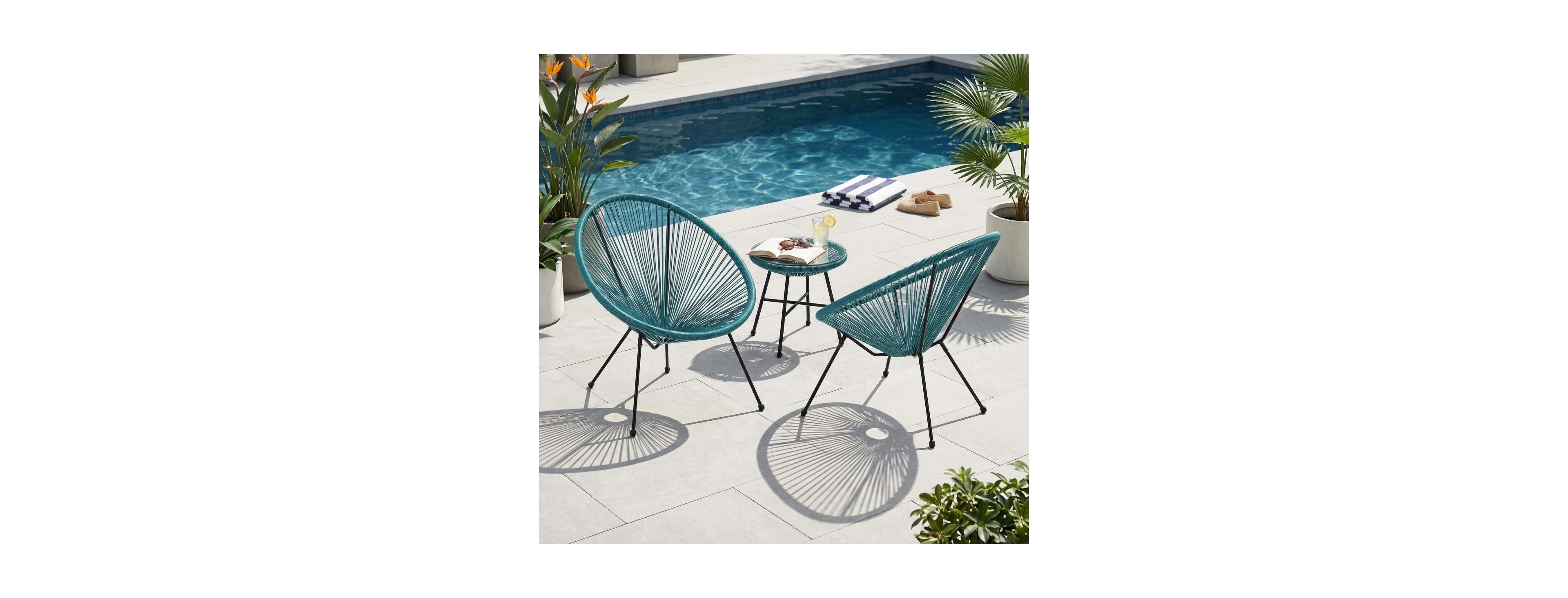 Streamdale Furniture Modern Steel and Faux Rattan Outdoor Basket Chairs, Set of 2