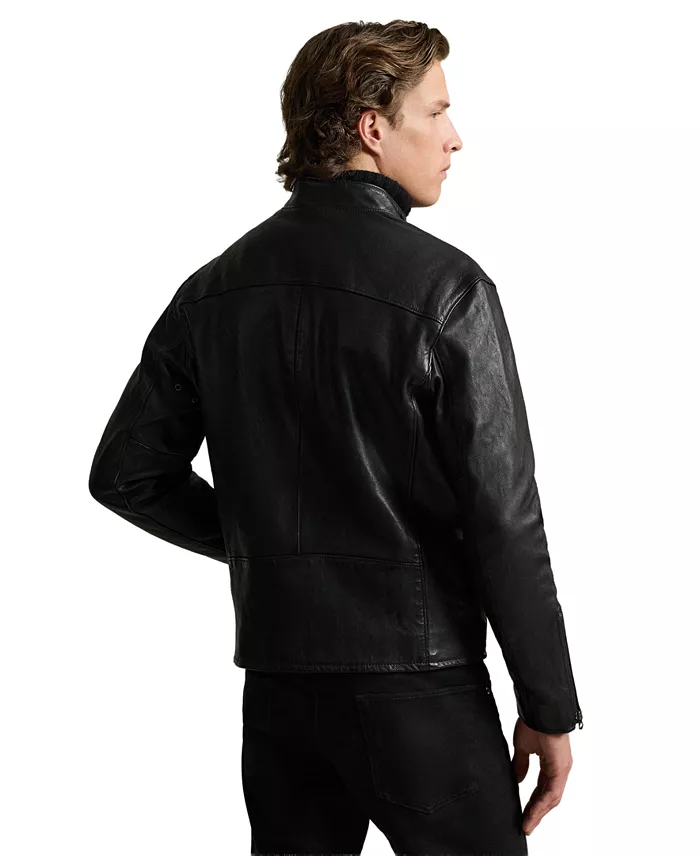 Men's Caf&eacute; Racer Leather Jacket - thumbnail 2
