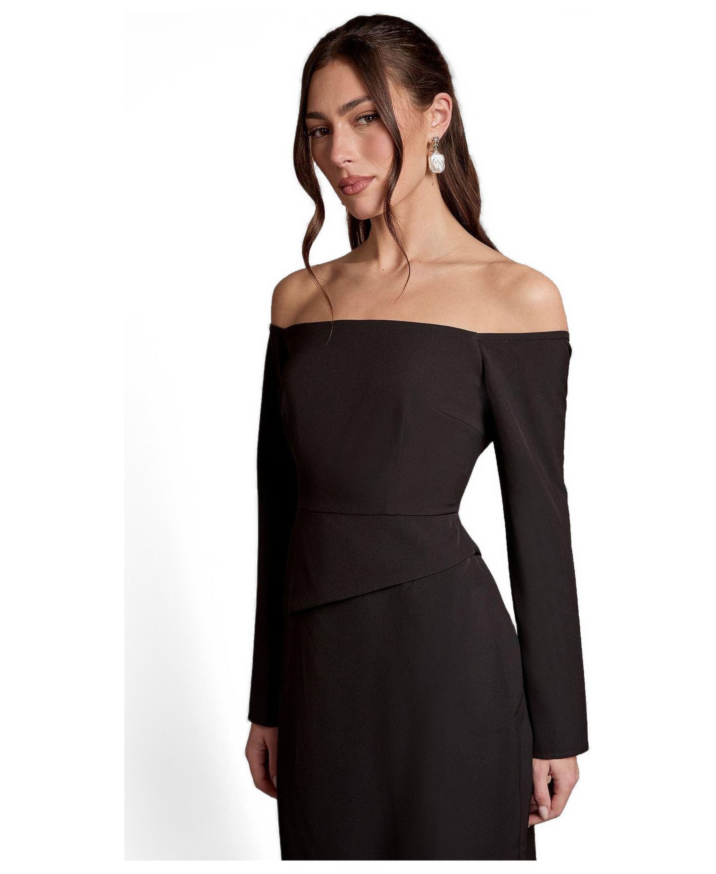 Женское платье Coast Bardot Long-Sleeve Maxi, цвет: Чёрный — фото 3
